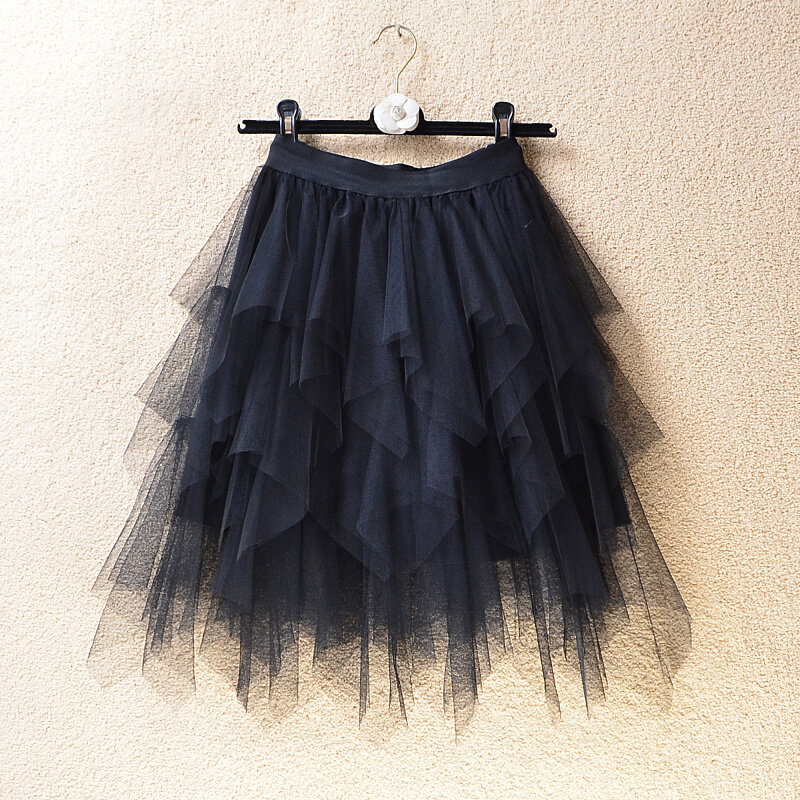 Faldas de tutú para mujer, Falda de malla con cintura alta Irregular, Harajuku, Kawaii