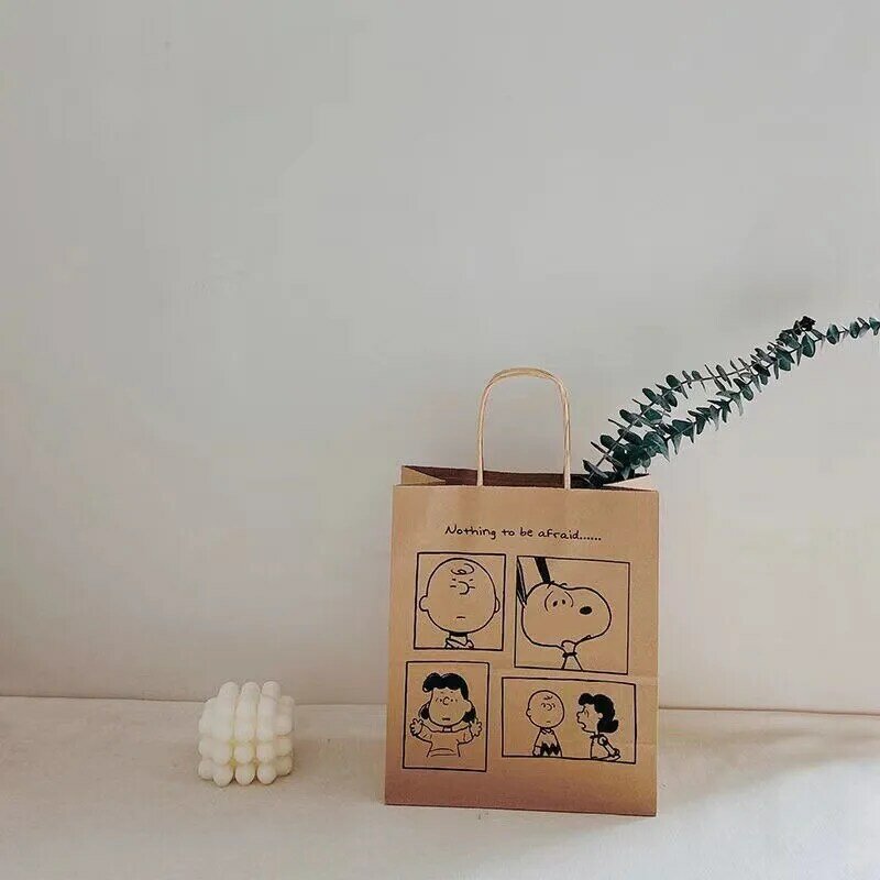 Orzeszki ziemne Kawali Snoopy Charlie Lucy torebka z papieru pakowego torba na prezent kreskówka torebka przenośne Ins zabawki prezent dla przyjaciela prezent urodzinowy dla dziewczynki