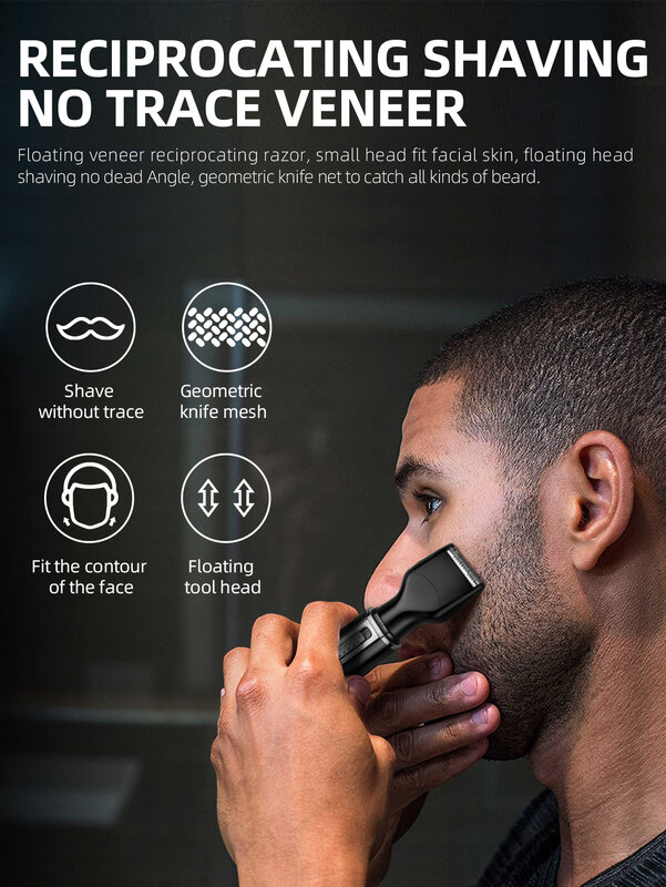 KEMEI 남성용 전기 코 귀 헤어 트리머, 충전식 코 트리머, 귀 수염 면도기, 헤어 클리퍼 기계, 4 in 1 세트