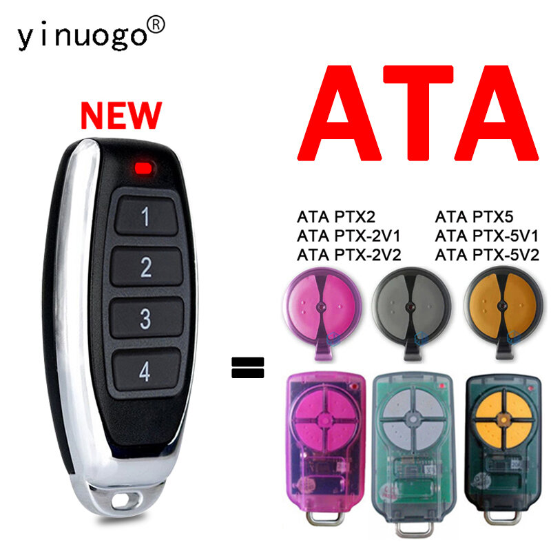 Compatible con ATA PTX5 PTX2 PTX 2V1 2V2 5V1 5V2 TrioCode Control remoto para puerta de garaje 433,92 MHz ATA PTX 5V2 Control remoto clon