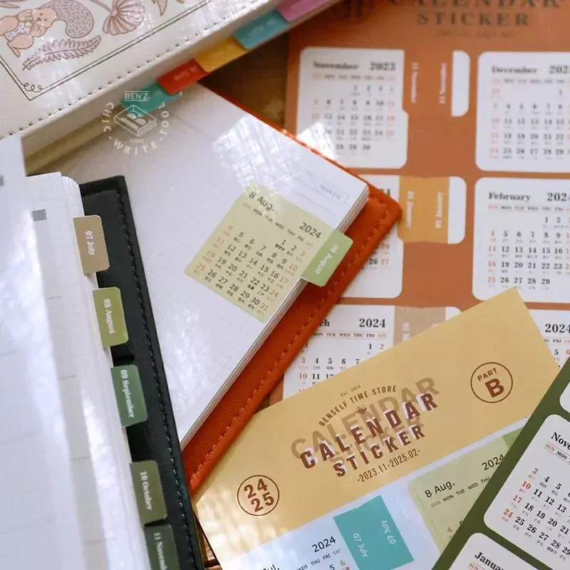 2024 calendario adesivi Kawaii Journal Planner Index Stickers segnalibri per Notebook Agenda etichette etichette Kawaii cancelleria ufficio