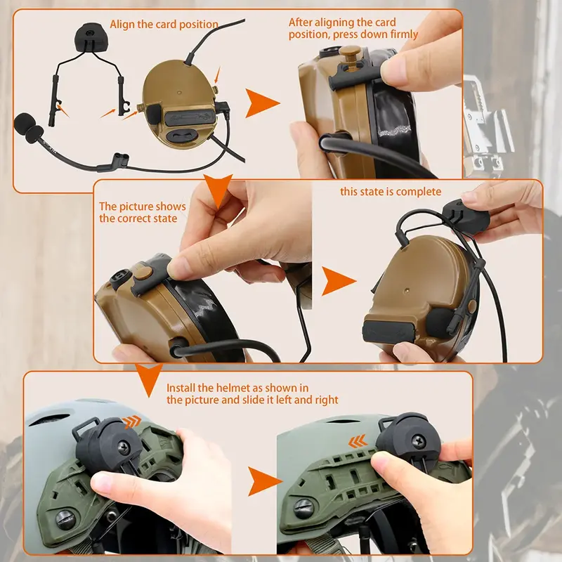 PELTO COMTAC 헤드폰용 전술 ARC 헬멧 레일용 전자 귀마개, 에어소프트 슈팅 헤드셋 브래킷