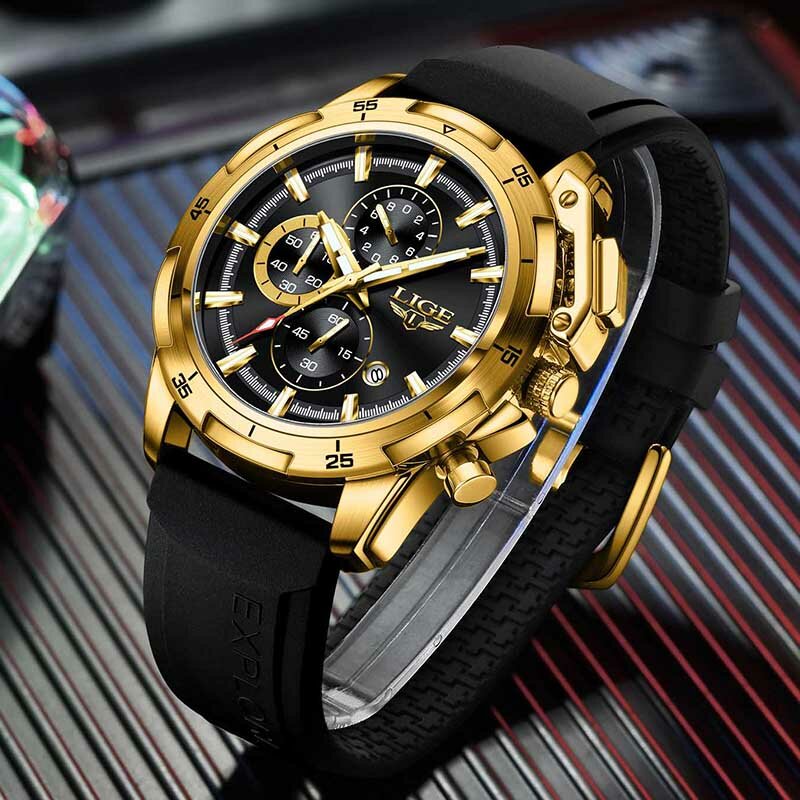 New LIGE Fashion Military Watches for Men Luxury Original Sports Chronograph Watch ​Waterproof Quartz WristWatch Clock Gift
