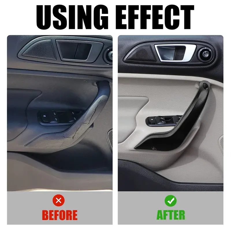Manija de tracción de puerta de conductor Interior automático, aleación de aluminio, manija izquierda y derecha para Ford Fiesta 2011-2020, manija de puerta de ventana eléctrica