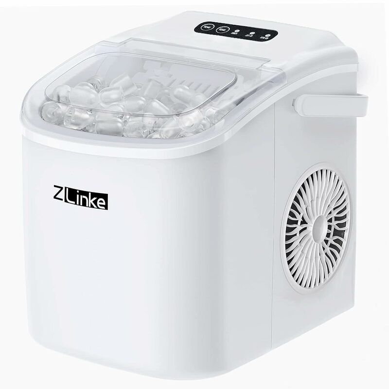 Máquina de hielo portátil con autolimpieza, máquina de hielo de encimera, 6 minutos, 9 balas, 26,5 libras/24 horas