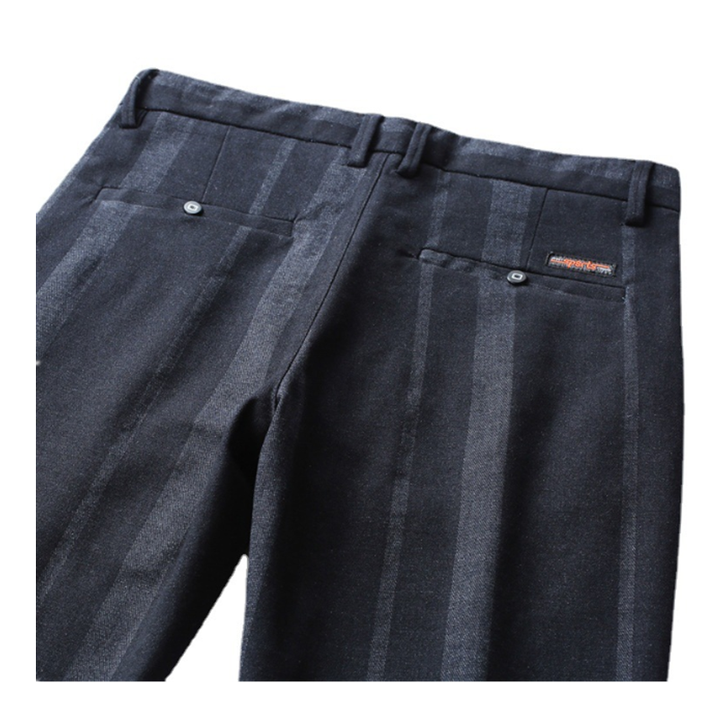 Calça casual com listras elásticas masculina, com pé pequeno apertado, respirável ocidental, tendência pequena, primavera e outono, L0016