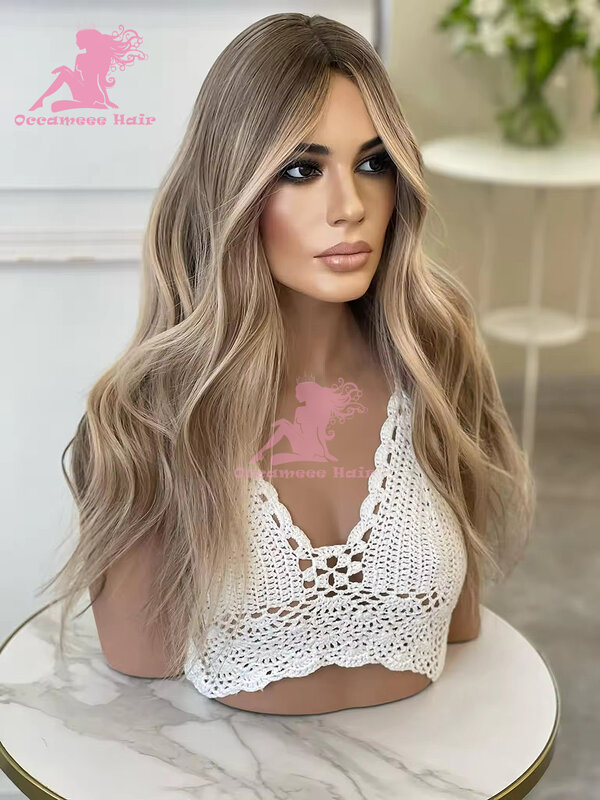 Highlights Lace Front Wig Human Hair Body Wave Natural Hairline Full 360 Frontal Transparent Swiss Lace Wigs Brazilian Remy Hair