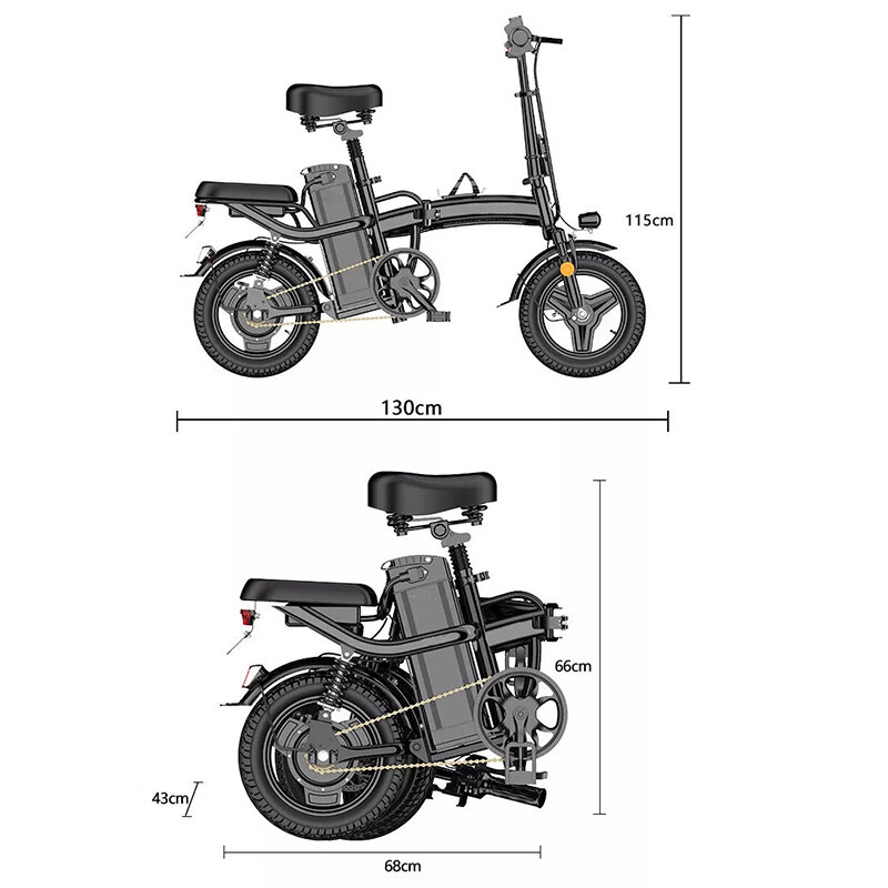 Eswing Folding Electric Bicycles Lithium Battery 48V 6ah Mini Electric Bike 14 Inch 400W City Car Foldable Full Throttle Booster
