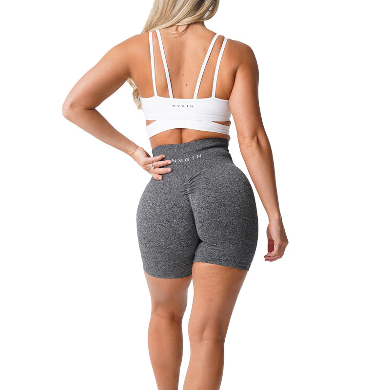 Nvgtn Scrunch กางเกงชั้นในไร้ขอบ Spandex กางเกงขาสั้นผู้หญิงฟิตเนสยืดหยุ่น Breathable สะโพก-ยก Leisure กีฬา
