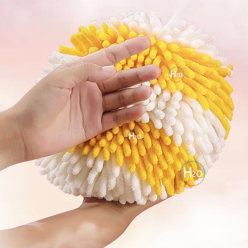 Toallas de mano de chenilla coloridas, bola con bucles colgantes, secado rápido, toallas de microfibra absorbentes suaves para cocina y baño