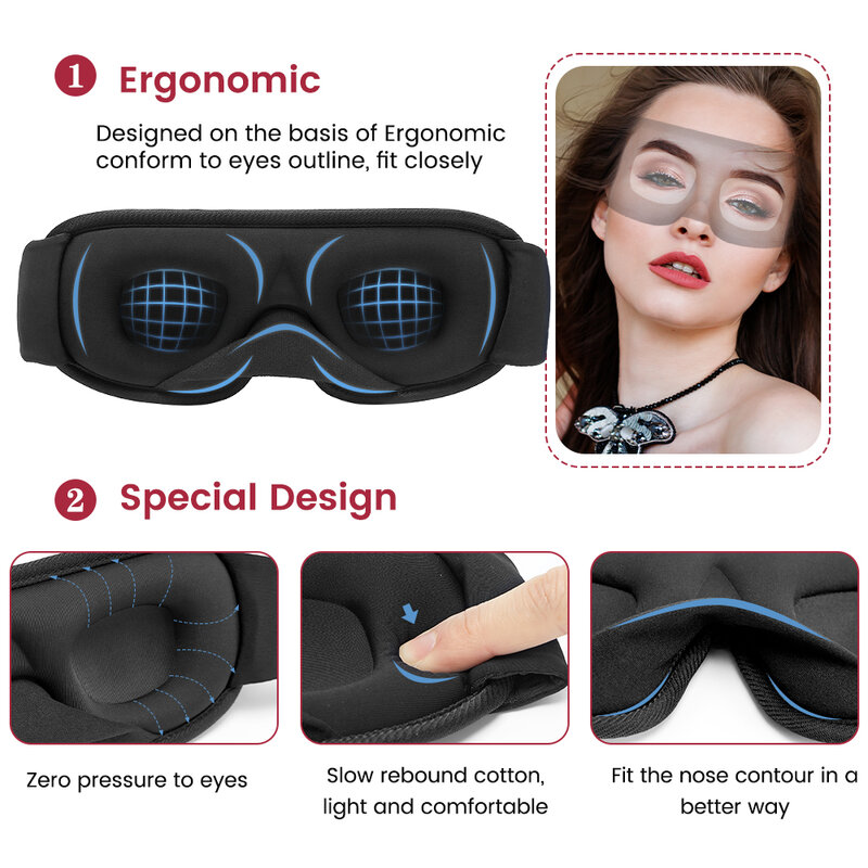 3D Schlaf Maske Block Heraus Licht Schlaf Maske Für Augen Weiche Schlaf-beihilfen Augen Maske für Reise Eyeshade Nacht Atmungsaktiv slaapmasker