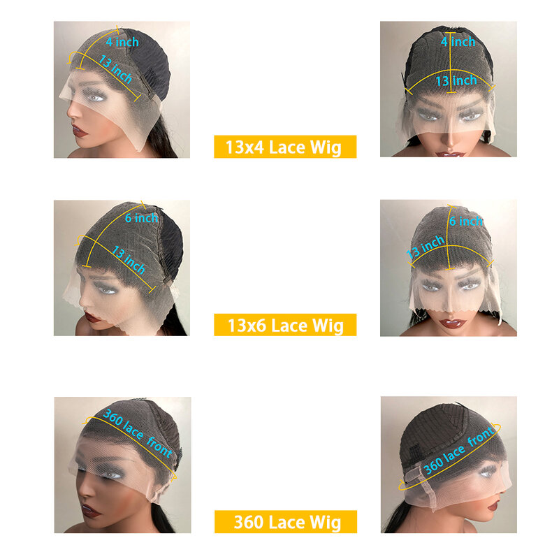 MEODI-Peluca de cabello humano liso de 13x4 para mujer, postizo de encaje Frontal, pelo predespuntado brasileño, 13x6, 360 Hd
