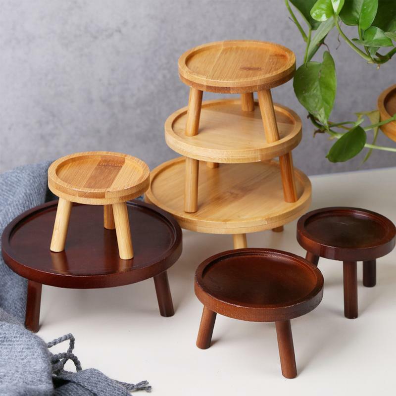 Wooden Plant Holder Stool Multifunctional Small Round Table For Potted Plant Fish Tank Indoor Plant Pot Display Stand Home Decor