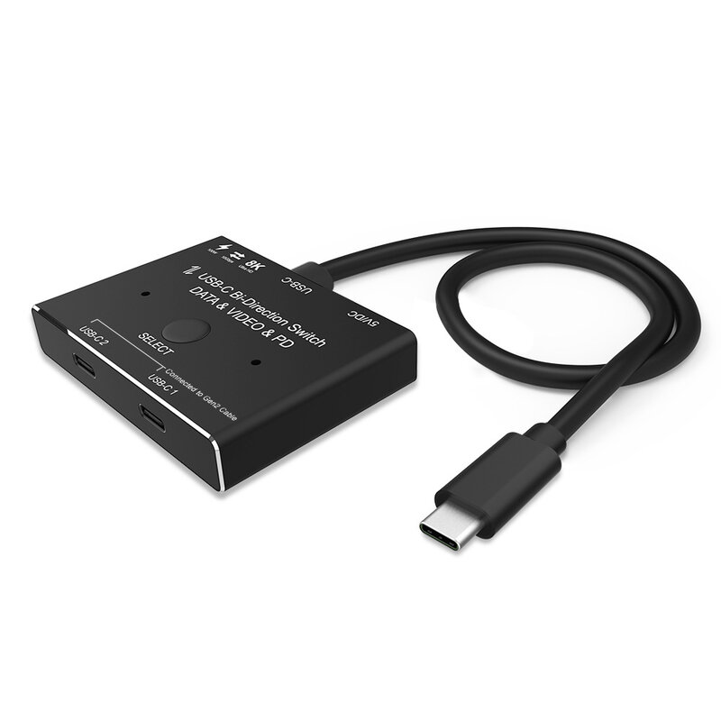 KVM USB C สวิตช์สองทาง 1x2 / 2x1 USB 3.1 Splitter ข้อมูลสวิตช์วิดีโอ 8K @ 30Hz PD 100W สำหรับจอภาพพีซีโทรศัพท์มือถือหลายแหล่ง