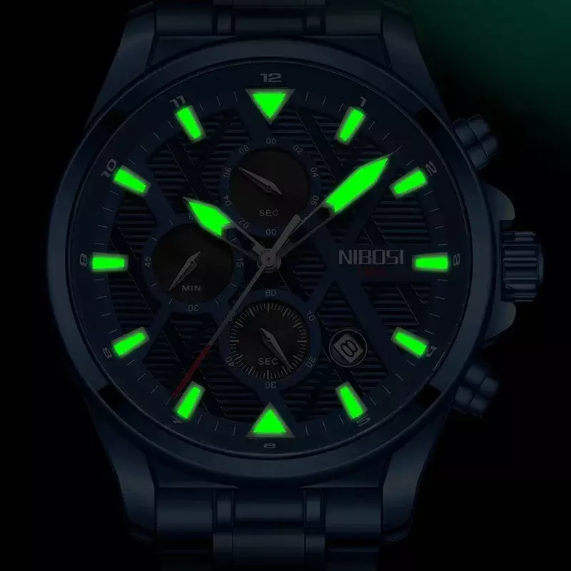 Часы наручные NIBOSI мужские с хронографом, брендовые Роскошные спортивные Кварцевые водонепроницаемые золотистые чёрные