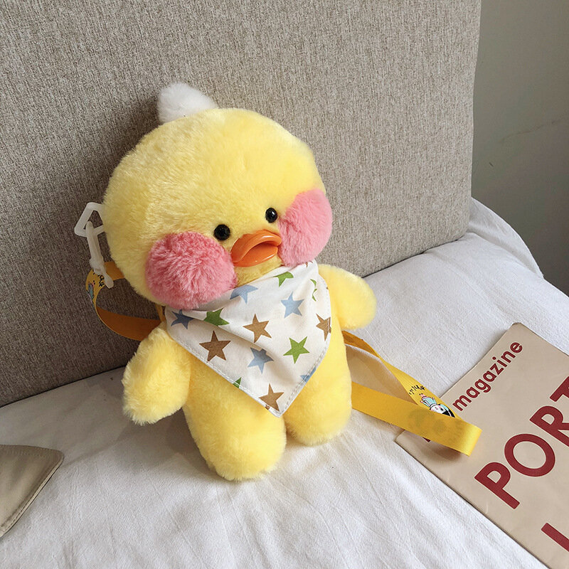 Różowa kaczka żółta Larafan kaczka kawiarnia dziewczyna pluszowa zabawka Kawaii lalka pluszowa moda wyjątkowa torba na ramię dzieci torba Crossbody zabawka prezent