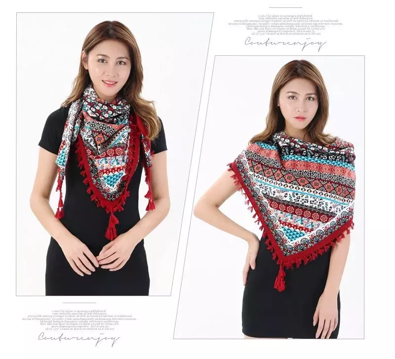 Lenço de algodão estilo étnico para mulheres, xale quadrado grande, espessado e quente, moda, inverno