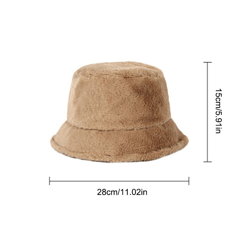 2023 인조 모피 푹신한 버킷 모자, 가을 야외 따뜻한 부드러운 겨울 모자, 벨벳 캐주얼 어부 모자, 패션 파나마 모자
