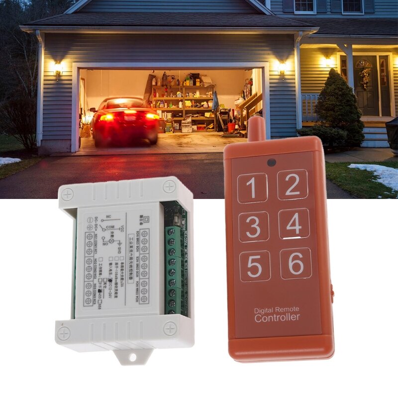 Remote Control Controller Radio Switch Transmitter Receiver 433mhz,Transmitter & Receiver for Lamp, DC 12V and 24V, 6 Ch