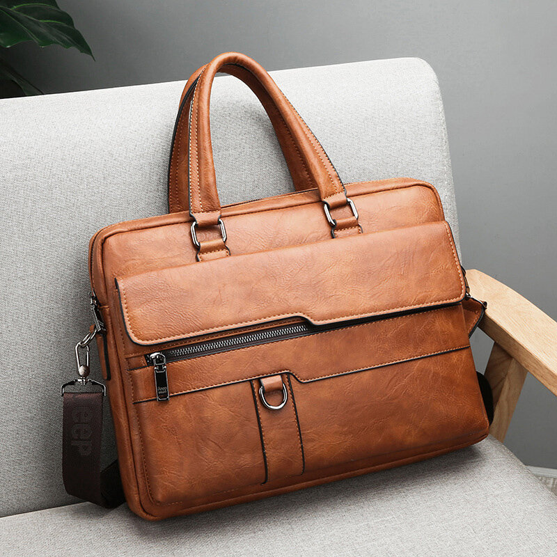 Высококачественный кожаный портфель, мужская деловая офисная сумка для ноутбука, сумка на плечо 14 дюймов, Мужская брендовая Сумка-тоут для документов A4 XA355C