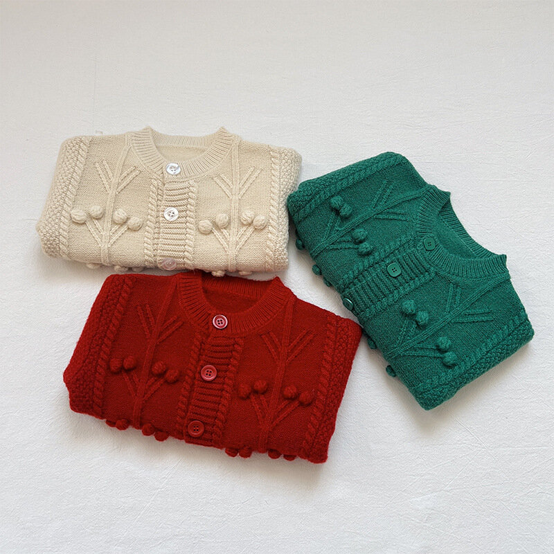 Dziewczyny sweter z wełny płaszcz Knitting 2022 Retro zagęścić ciepłe zimowe jesień bawełna odzież dziecięca