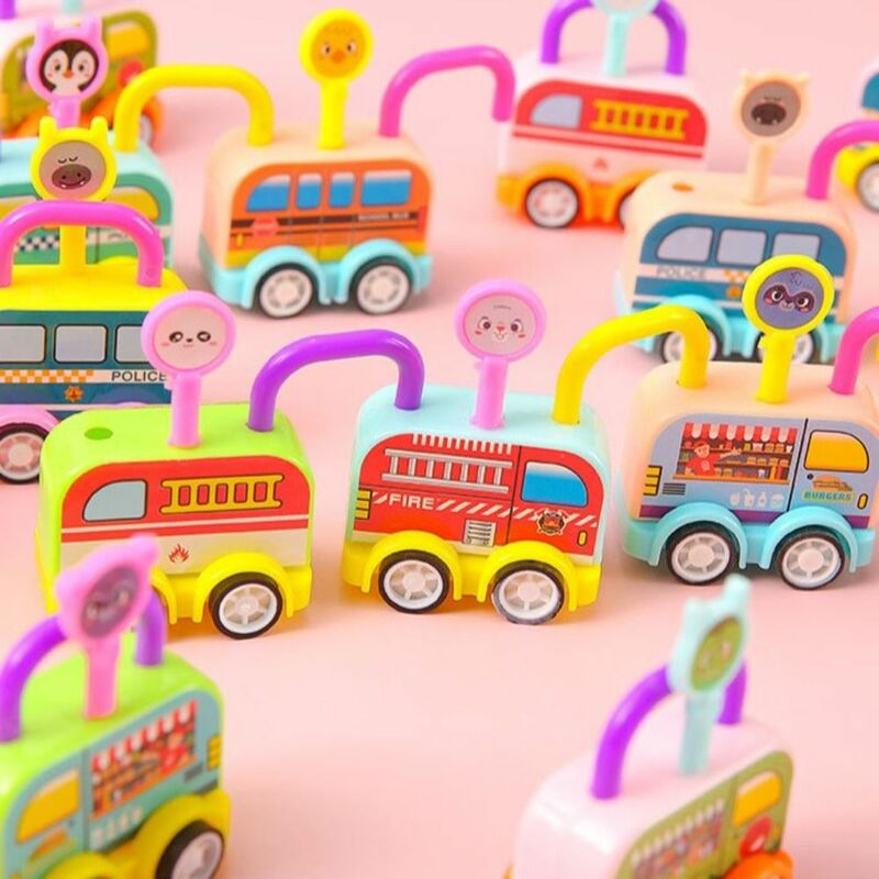 Random Color DIY Puzzle Car Toys Vehicles Lock Bus Lock Head Car Early Educational Key Key Matching Toy Baby