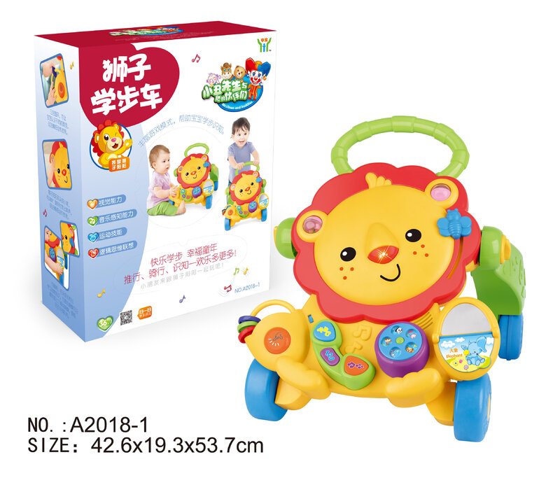 Mainan Baby Walker 4in 1 buatan Tiongkok dengan musik, alat belajar jalan bayi multi fungsi