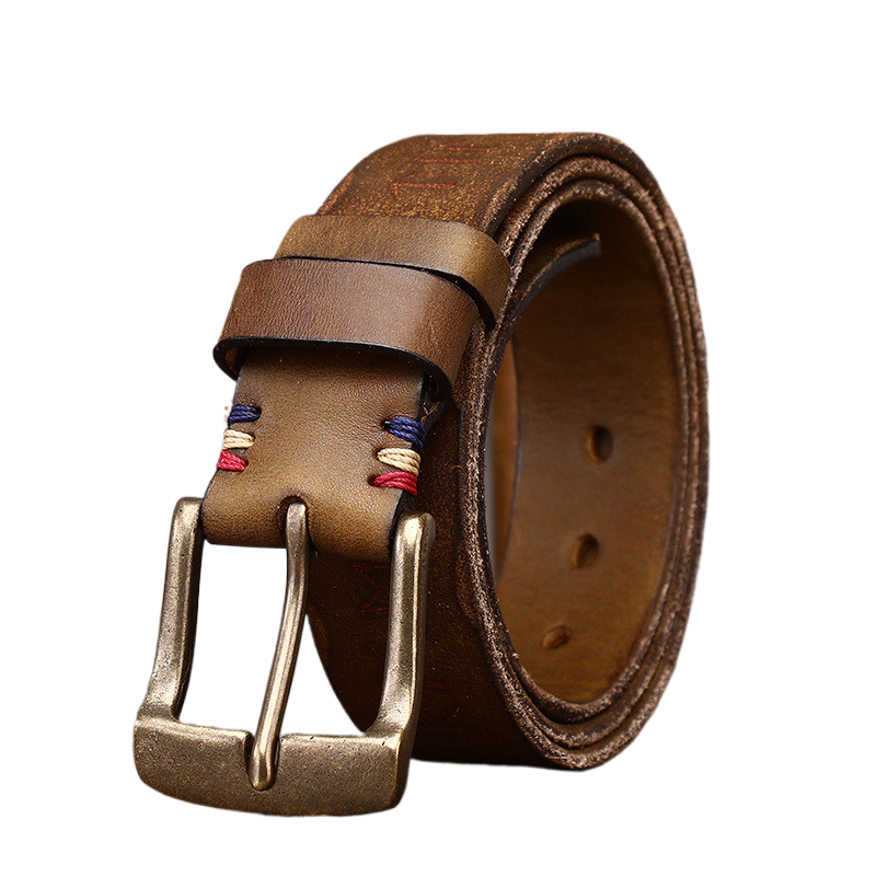 حزام جلد طبيعي للرجال ، تصميم قابل للعكس ، نمط منحوت