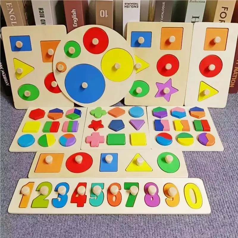 Bambini Puzzle in legno giocattoli Montessori per bambino 1 2 3 anni bambini alfabeto numero forma abbinamento giochi educativi precoci giocattoli