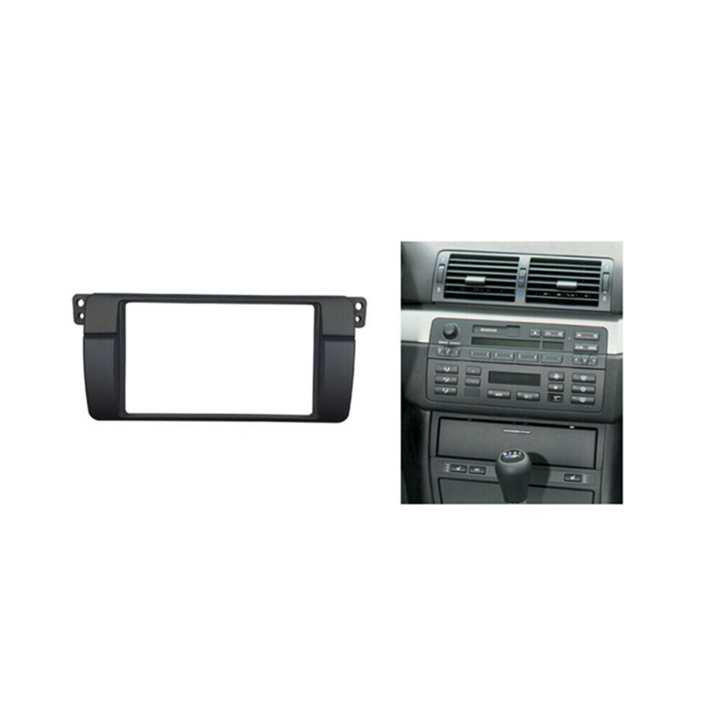 2Din Audio Panel Modification Panel DVD Navigation Panel Frame Car Fascias Stereo Radio Pane for 98-05 BMW 3-Series E46