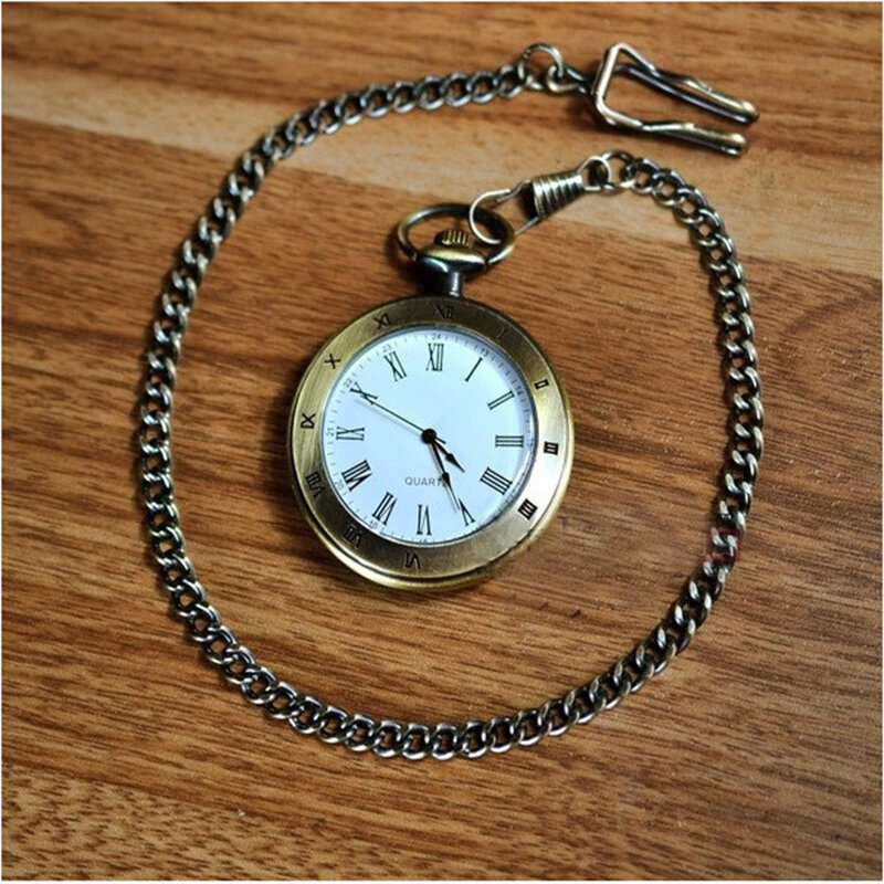 นาฬิกาพกสไตล์วินเทจโบราณควอทซ์ทรงกลมมีจี้สร้อยคอลูกปัดนาฬิกาที่สวยงามสำหรับผู้ชายผู้หญิงของขวัญ