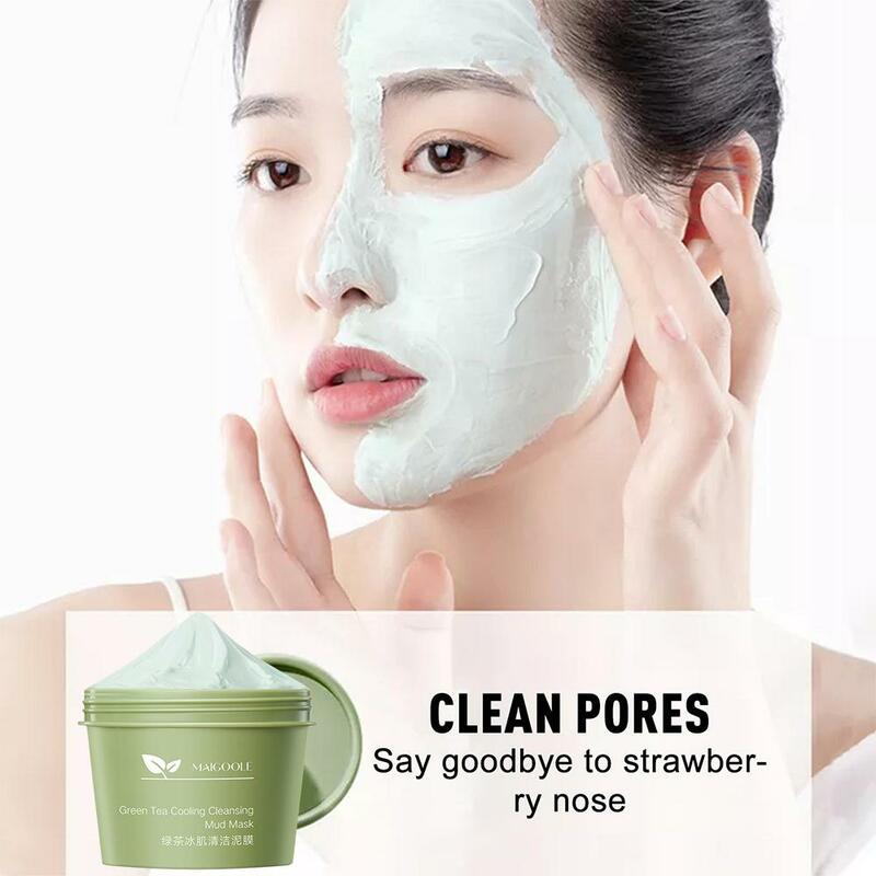 100g Green Tea Ice Muscle Mud Mask Deep Cleansing Remove Blackheads Mask Shrink Facial Skin And Pores Products Care J0C0