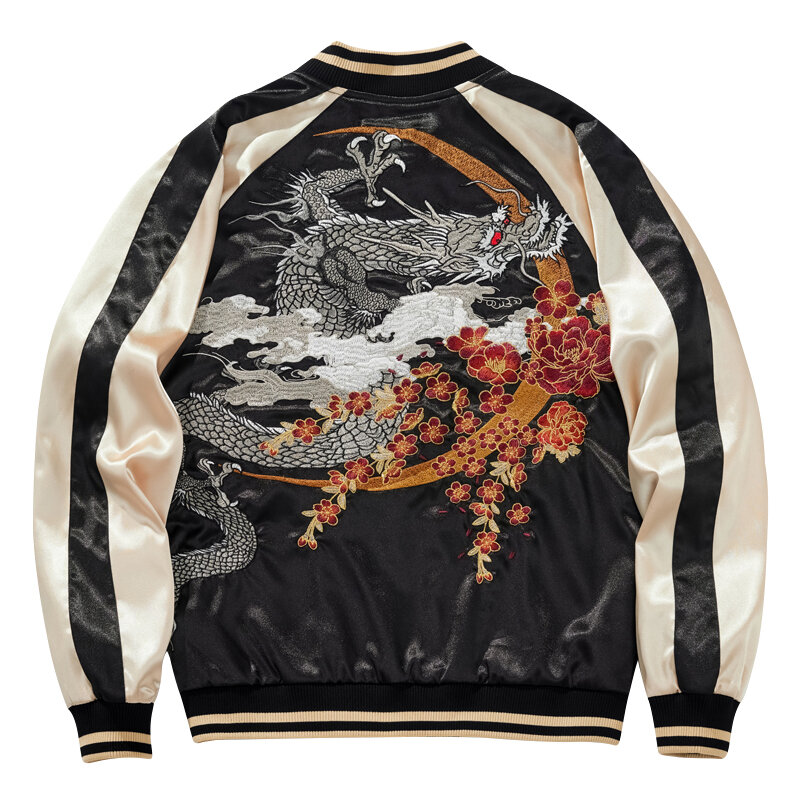 Autumn and Winter Embroidery Baseball Uniform Jacket Yokosuka Dragon Traditional Men's Trendy Dragon Pattern Coat Bomber Mujer
