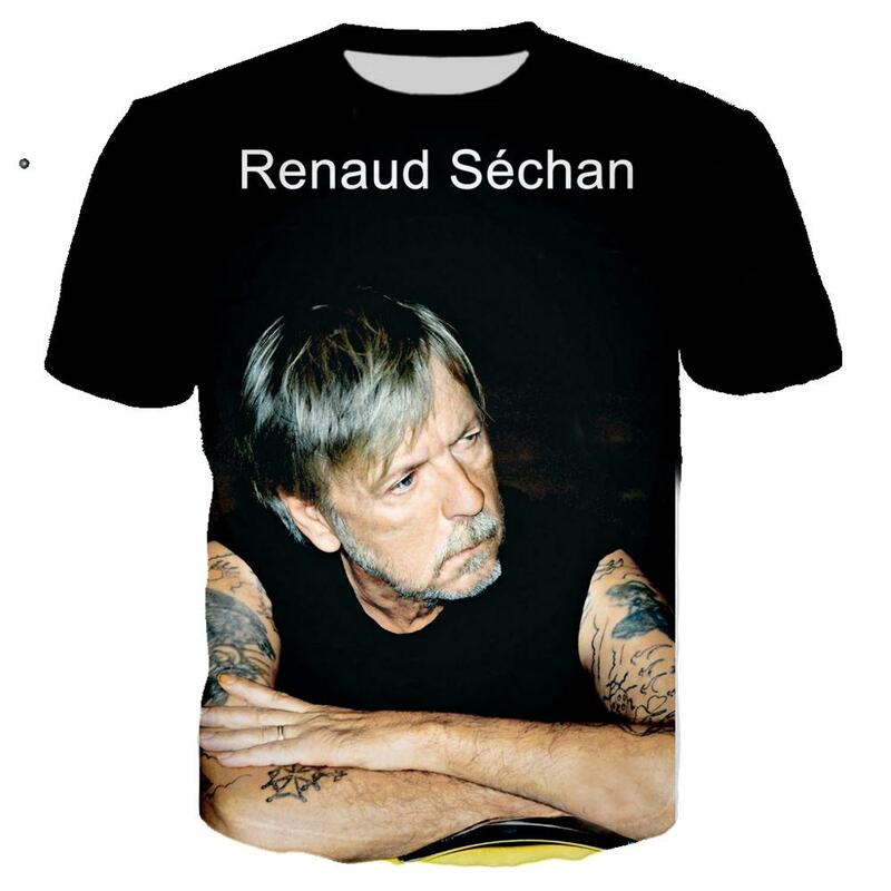 Nadruk 3D piosenkarka Pop Renaud Schan T shirt Rock T-shirt męski casualwear dla kobiet ubrania hip-hopowe koszulki w stylu Harajuku