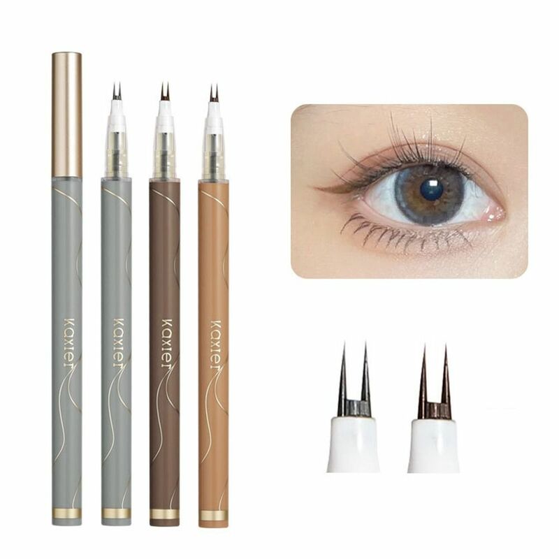 Eyeliner a doppia punta senza sbavature Waterproof Long Lasting Black Brown Under Lash Pencil 2 Fork Tip Smooth Eye Liner Cosmetics