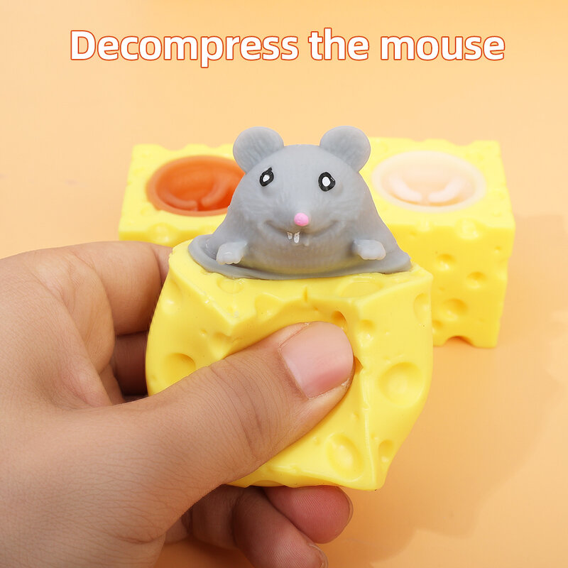Pop up divertido ratón y queso exprimir juguete antiestrés Ocultar y buscar figuras alivio del estrés juguetes para niños adultos rata en queso