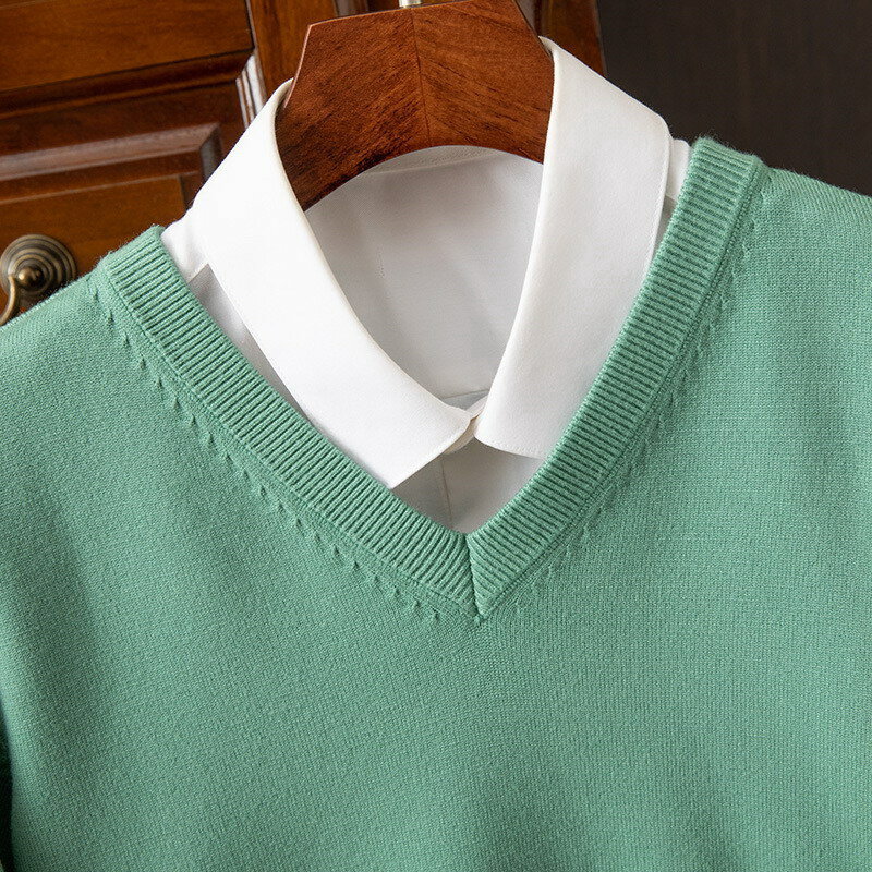 100 Ordos maglione di lana abbigliamento da uomo con scollo a v Pullover a maniche lunghe in Cashmere lavorato a maglia top con fondo morbido caldo
