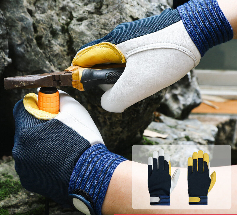 Guanti da lavoro protezione di sicurezza del conducente in pelle di pecora indossare guanti di saldatura per lavoratori di sicurezza riparazione guanti protettivi