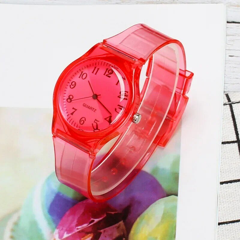 Colorful Transparent Strap Children's Watches Simple Sports Multi-color Wristwatch Unisex Quartz Watches for Kids Gifts reloj