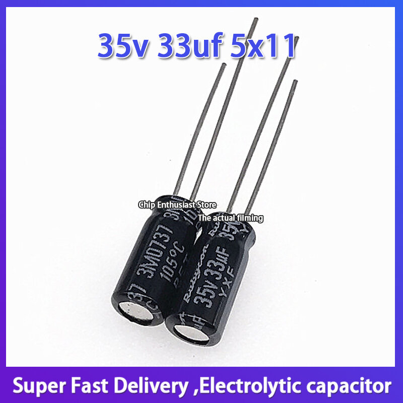 10pcs Rubycon imported aluminum electrolytic capacitor 35v 33uf 5x11 Ruby capacitor yxf high frequency and long life