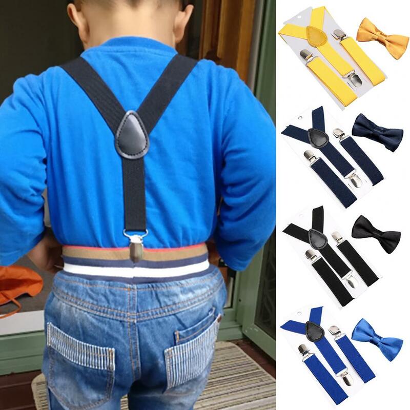 Elastic Band with Integrated Bow Tie Adjustable Elastic Band with Bow Tie Versatile Kids' Bow Tie Suspender for Performance