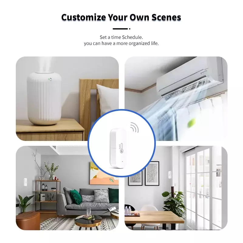 Tuya ZigBee Sensor Kelembaban Suhu Wifi bertenaga baterai keamanan rumah pintar bekerja untuk Alexa Google Home Homekit gratis App