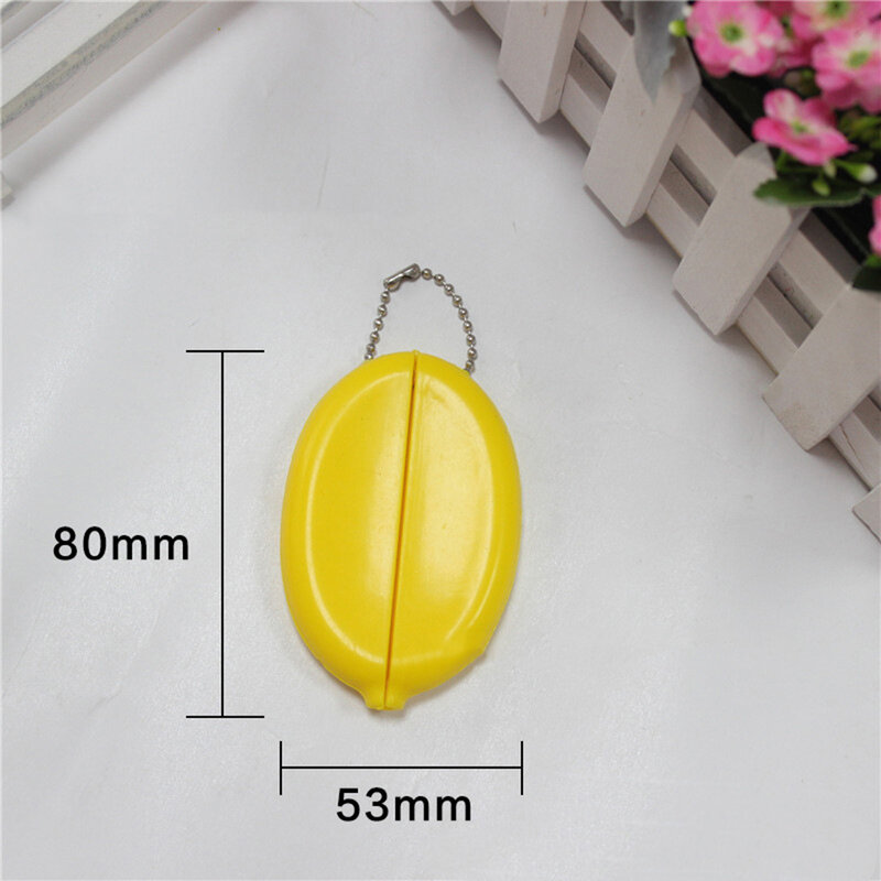 Small Oval Coin Purse Colorful PVC Coin Pouch Cute Change Holder with Chain Great for Travel