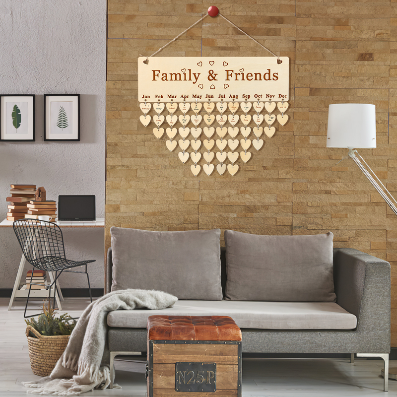 Plaque murale créative pour la décoration de la maison, calendrier d'anniversaire familial, plaque avec étiquettes, tableau d'anniversaire familial