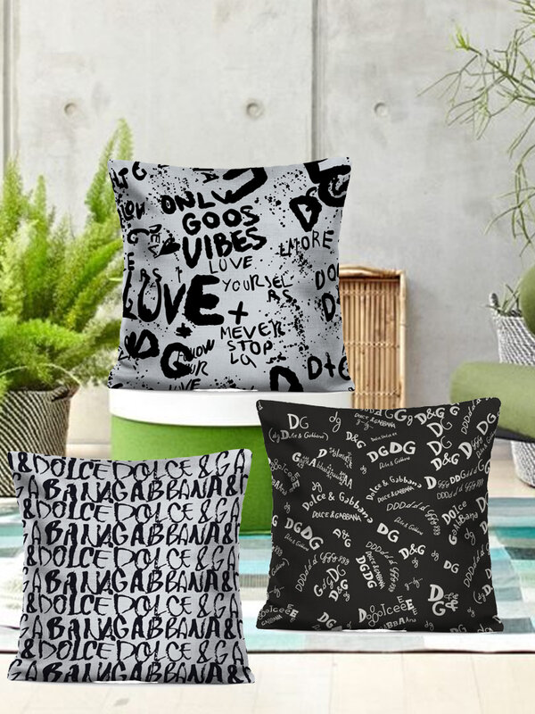 Capa de almofada com carta abstrata, criativa, expressão geométrica, cão, impressão ideia, fronha para carro, sofá, cadeira, casa