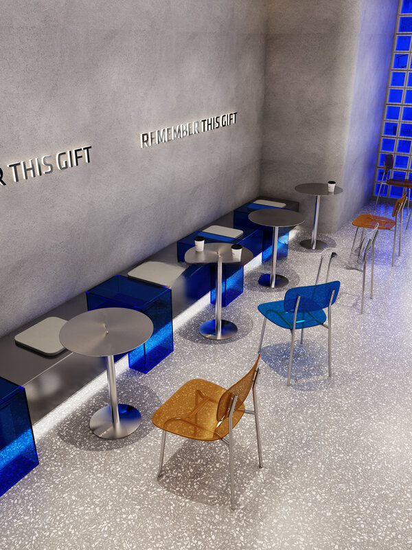 Meja angin Industrial meja kopi makanan penutup bar meja bulat kecil sederhana meja stainless steel modern dan kursi