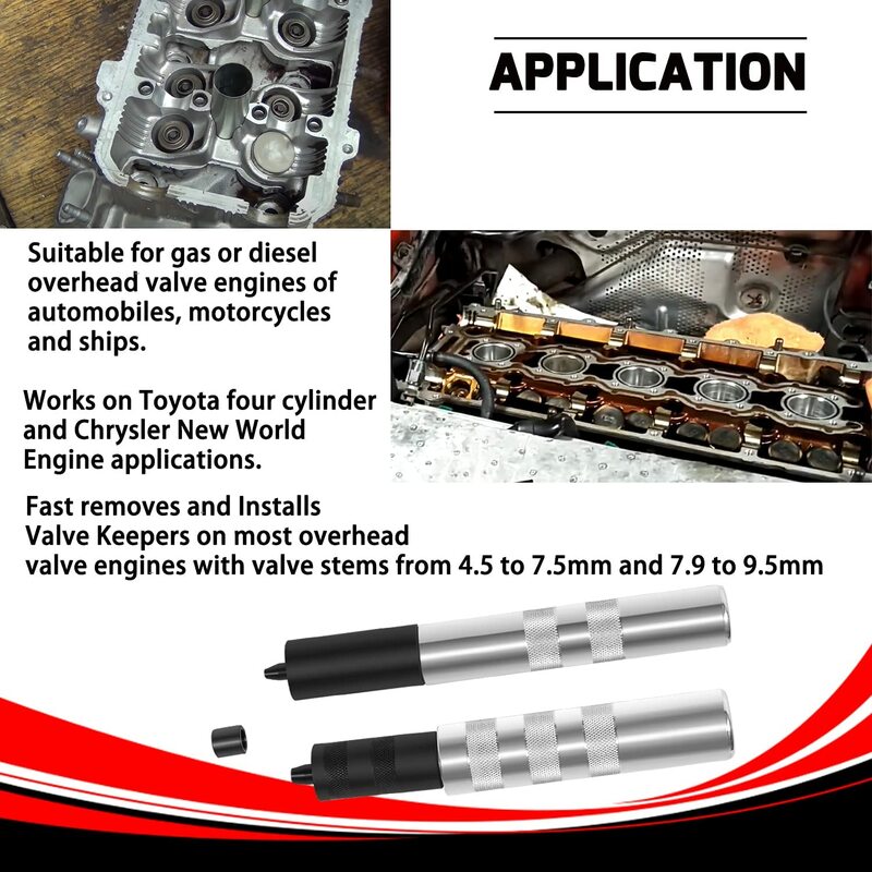Kit de instalador de removedor de válvula 36050 para Toyota, 4 cilindros y Chrysler con vástagos de válvula de 4,5 a 7,5mm y 5/16 "a 3/8"