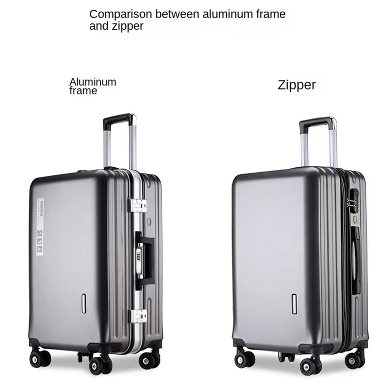 Maleta con marco de aluminio para hombre y mujer maletas viaje, bolsa de transporte de cabina con carga USB, Maleta de viaje con contraseña maletas