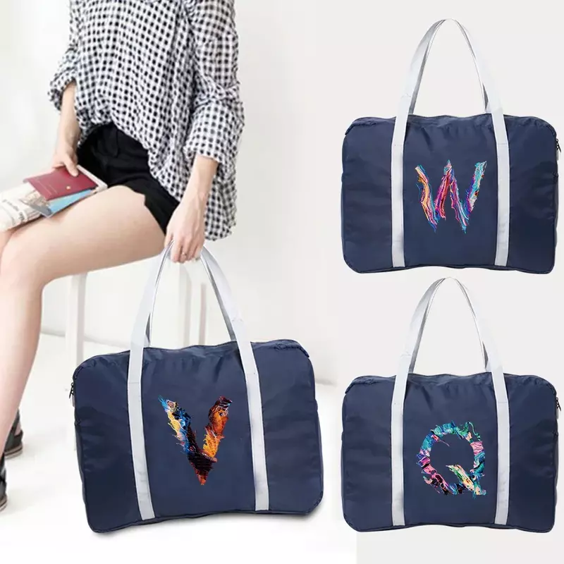Duffle Bag Travel Boston Bag Foldable Airlines Carry Bags Women Lightweight Sports Weekend Overnigh Bags Paint Printing Series