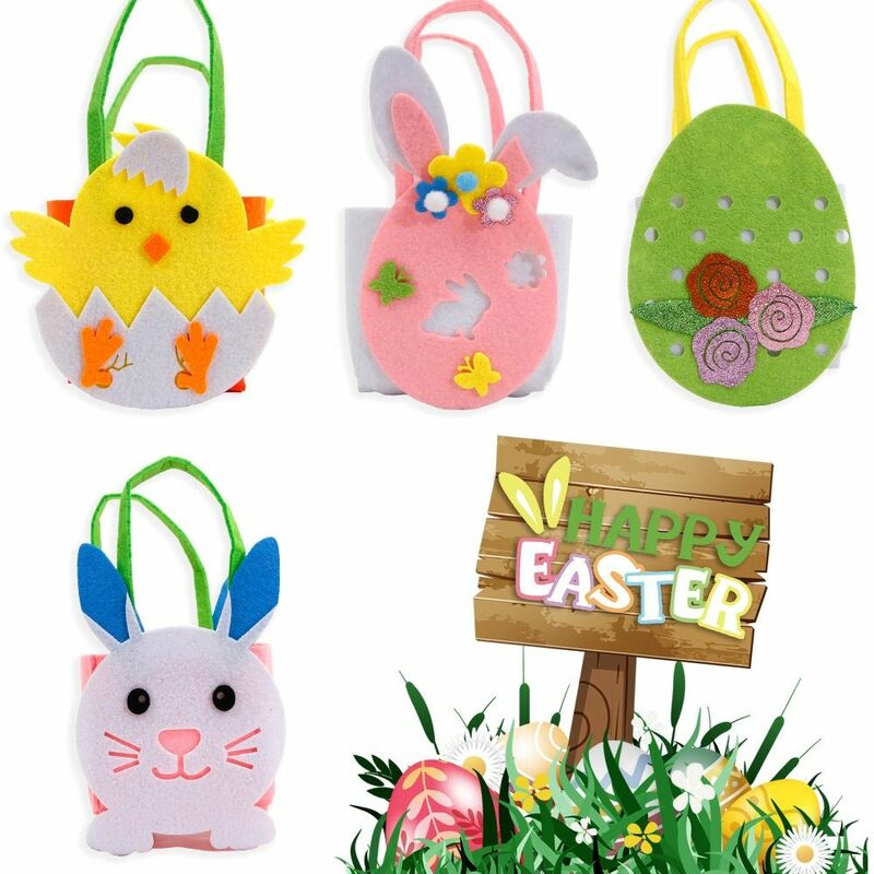 Aufbewahrung eimer Ostern Vliesstoff Handtasche Vliesstoff Küken Ostern Cartoon Handtasche buntes DIY-Material